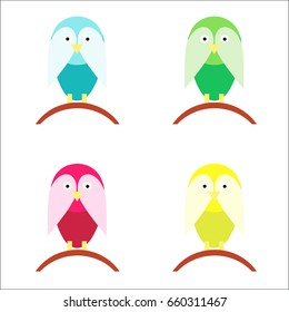 bird cartoon vector set in multiple colors