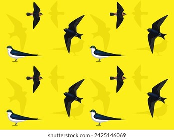 Bird Cave Swallow  Cuban Martin Cute Seamless Wallpaper Background