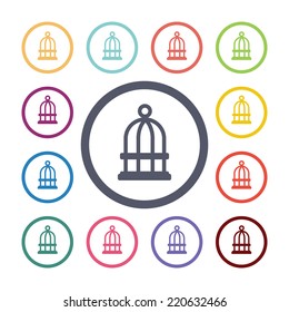 bird cell flat icons set. Open round colorful buttons. Vector 