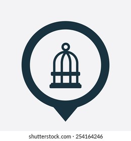 bird cell icon map pin on white background 