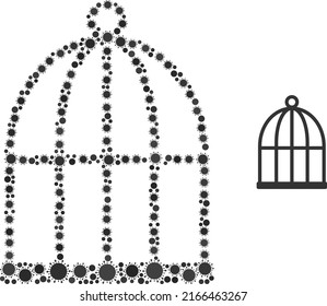 Icono de mosaico de la celda de pájaro. Collage vectorial creado con elementos cóvidos dispersos. Icono de celda de pájaro de collage. Mosaico de células de aves para plantillas epidémicas.