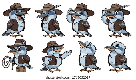 Bird character in hat with various poses