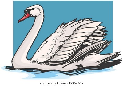 Carácter de pájaro - aislado de fondo azul: ilustración vectorial