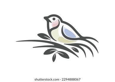 Bird character logo cartoon mascot illustration vector