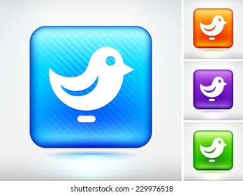 Bird Chat on Blue Square Button