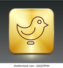Bird Chat on Gold Square Buttons