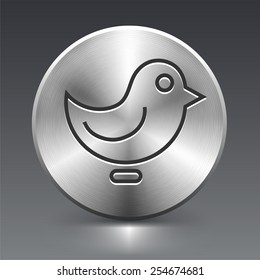 Bird Chat on Silver Round Buttons