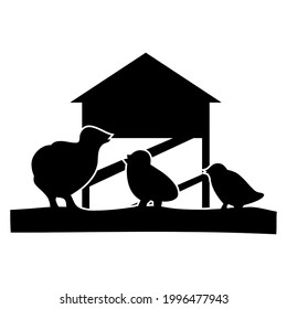 pájaro y polluelo en un diseño de silueta de jaula