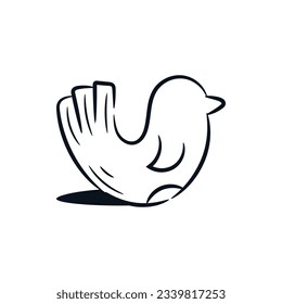 Bird or chicken hand drawn line clip art. Poultry outline cartoon doodle vector icon logo illustration