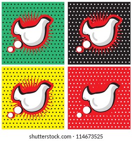 Bird Chicken Speech Bubble in Pop-Art Style backgrounds set