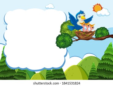 Bird and chicks banner template illustration