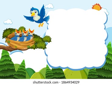 Bird and chicks banner template illustration