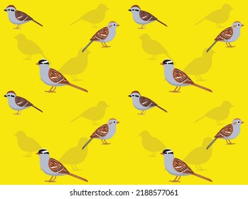 Bird Chipping Sparrow Cartoon Seamless Wallpaper Background