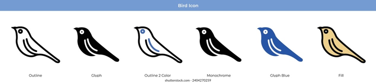 Bird Christmas Icon Set Vector