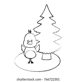 Bird with christmas tree