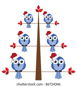 Bird Christmas tree isolated on white background