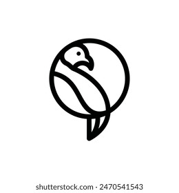 Bird in Circle line simple logo template vector design