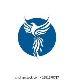 bird in a circle with negative spaces logo vector icon template