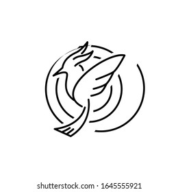 Bird Circle Outline Logo Design