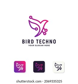 bird circuit technology logo design