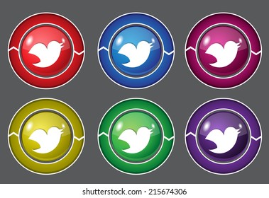 Bird Circular Vector Icon Set Button