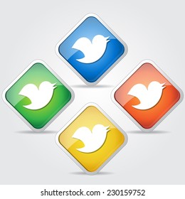 Bird Circular Vector Icon Set Button