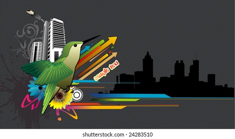 bird in a city vector