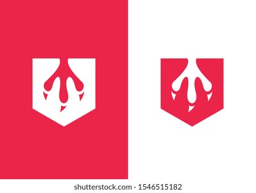 Bird claw and shield logo template, chicken paw icon design - Vector