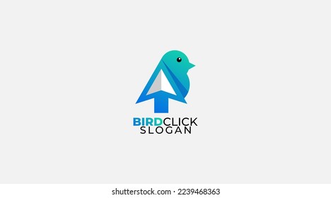 Bird click vector logo design illustration icon