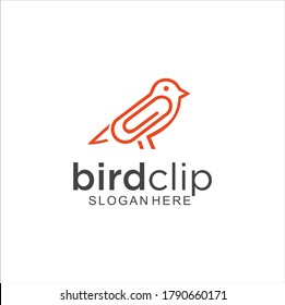 Bird Clip Logo Idea Icon Design Stock Vector. Animal Paper Clips Logo Design Template. Monogram Bird Logo Line Outline clip 