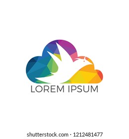 Bird and cloud logo design. Bird and travel logo design template.