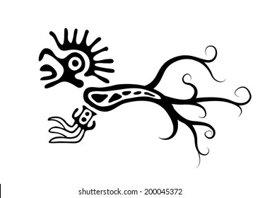 Bird cock in native style, vector illustration