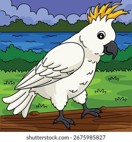 Pássaro Cockatoo Animal colorido Desenho Animado Ilustração 