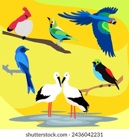 pájaro cacatúa loro en la ilustración de la rama