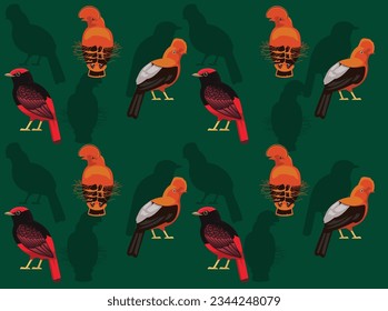 Bird Cock-of-the-rock Cartoon Seamless Wallpaper Background