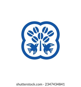 bird, coffee beans tree, vector icon symbol design　illustration