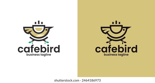 bird coffee vector logo design