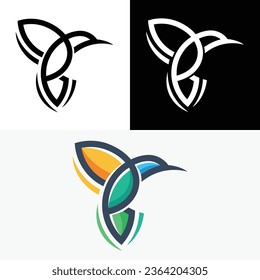 Bird Colibri Colorful Icon Logo