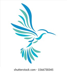 bird colibri hummingbird geometric colorful logo vector icon template