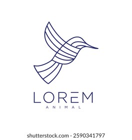 Bird Colibri Logo Abstract Geometric Line Vector Design Minimal