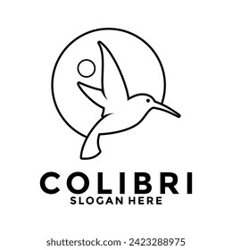 Logo de Bird Colibri , logotipo del vector de paro de paro Simple Line Vector plantilla de diseño