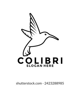 Logo de Bird Colibri , logotipo del vector de paro de paro Simple Line Vector plantilla de diseño