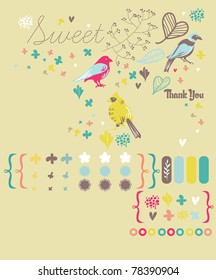 bird collection and beautiful tags and stickers