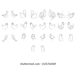 arte de línea dibujada a mano de colección de aves