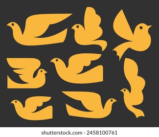 Bird collection pattern vintage matisse style background illustration vector layout fabric textile, paper print art editable