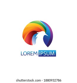 bird color gradient illustration circle logo design vector