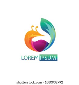 bird color gradient illustration circle logo design vector