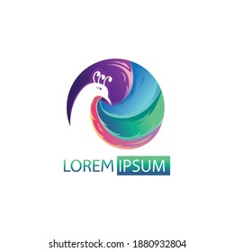 bird color gradient illustration circle logo design vector