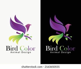 Bird color gradient logo creative animal flying logo design concept creative