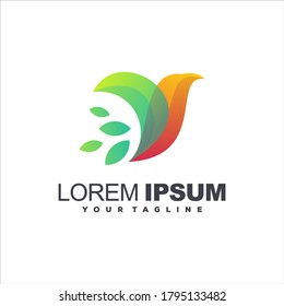 diseño del logotipo de gradiente de color de pájaro